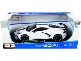 2020 Chevrolet Corvette Stingray C8 Coupe with High Wing White with Blac... - $65.99