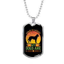 Home is Where My Dogs Are Yellow Necklace Stainless Steel or 18k Gold Dog Tag 2 - £38.05 GBP+