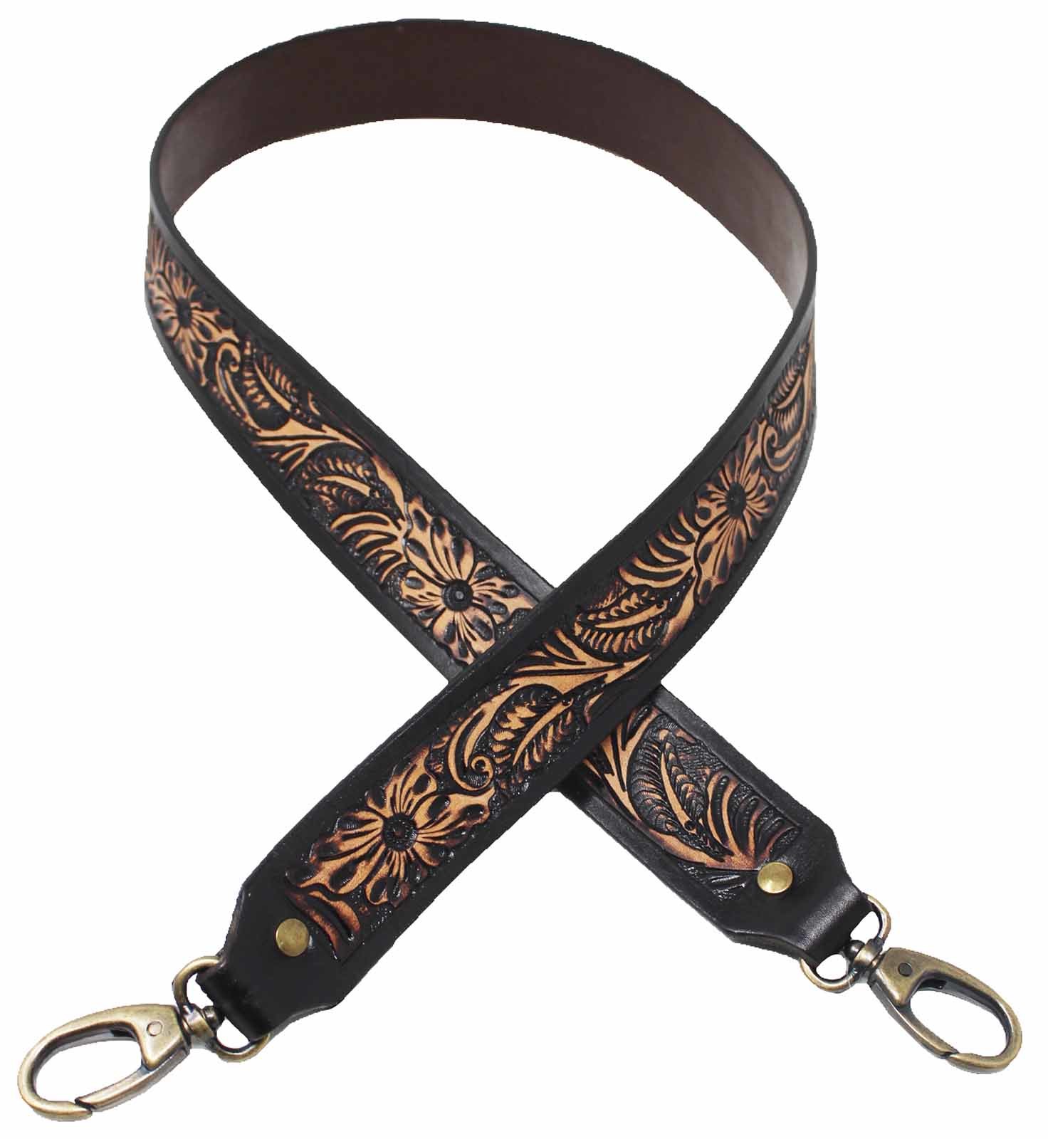 Western Antique Tooled Leather Replacement Shoulder Strap For Bags Purse... - $52.46+
