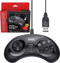 Retro-Bit Official Sega Genesis Usb Controller 8-Button Arcade Pad For, Black - £31.46 GBP