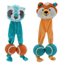 Tennis Legs Dog Toys Fetch Ball Soft Crinkle Squeaker Choose Raccoon or Fox 12&quot; - £11.04 GBP+