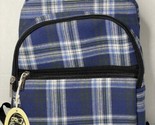 Backpacker Plaid Flannel Backpack Zip Up Blue Green NWT School Travel - $19.24
