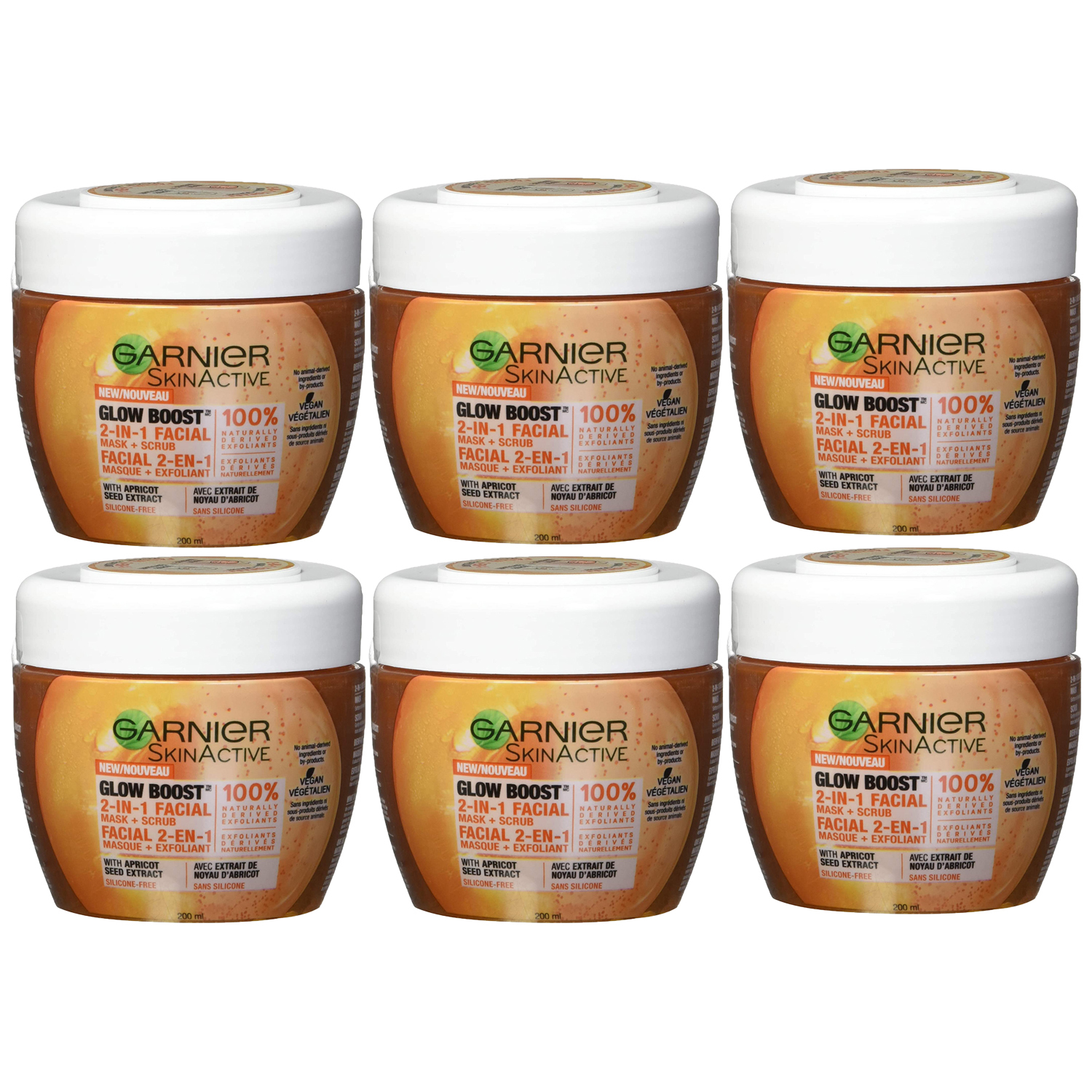 6-Pack New Garnier SkinActive Glow Boost 2-in-1 Facial Mask and Scrub, 6.76 oz - $48.34