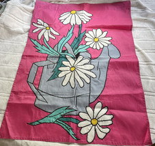 Beautiful sewn Nylon Large Pink Garden flag Watering Can Daisies Flowers - £9.05 GBP