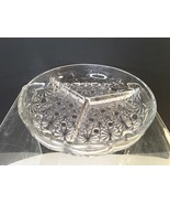 Nice Vtg Clear 7.25” Daisy &amp; Button Glass Divided Serving Dish Relish Nu... - £7.96 GBP