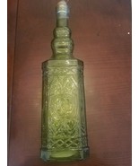 Decorative Green 12&quot; Tall Glass Bottle with Cork Stopper-Brand New-SHIP ... - £22.09 GBP