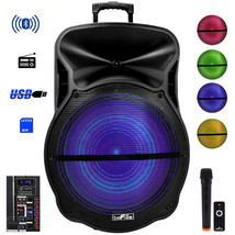 beFree 18&quot; 3000W Portable Bluetooth PA DJ Party Speaker Lights MIC Guitar Input - £91.68 GBP