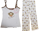 Ladies 2 piece Pajamas White Banana Monkey Pants Tank Top Set Large New ... - £9.28 GBP