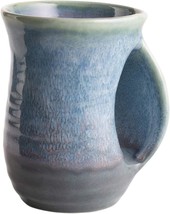 Hand Warmer Mug Handmade Pottery Ceramic Hand Painted Contoured Pocket Holds War - £29.99 GBP