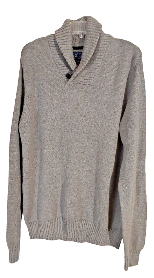 Even Tide Button Shawl Collar Steel Grey Long Sleeve Cotton/Poly Sweater XL, NWT