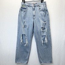 Empyre Jeans 13 Tori High Rise Loose Baggy Wide Leg Blue Denim Skater Distress - £26.67 GBP