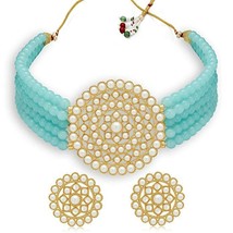 Indian traditional Bollywood Style Gold Plated Pearl Choker Necklace Set - £15.08 GBP