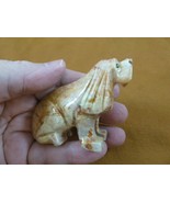 Y-DOG-HO-453) white tan HOUND DOG hunting SOAPSTONE carving figurine I l... - $22.99