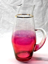 Vintage 1960s West Virginia Blendo Clear To Cranberry Serving Pitcher Ba... - $27.48