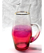 Vintage 1960s West Virginia Blendo Clear To Cranberry Serving Pitcher Ba... - $37.56 CAD