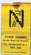 Matchbook Cover Popes Market London Ontario Excise Paid - £3.91 GBP