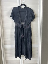 Lavender Field Long Black Kimono Open Front Swim Cover Up Size Small - $11.64