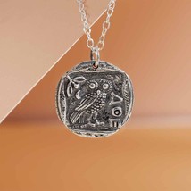 Sterling Silver Ancient Athena&#39;s Owl Coin Necklace - $64.31