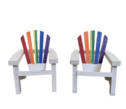 2 Mini Adirondack Chairs Cake cupcake Topper Tablescape rainbow Beach Pr... - £14.23 GBP