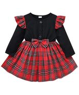 FANCYINN Toddler Baby Girl Plaid Dress Set Pleated Ruffle Christmas Size... - €9,33 EUR