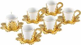 LaModaHome Turkish Coffee Cups with Saucers Set of 6, Porcelain Turkish Arabic G - £46.76 GBP