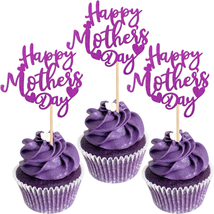 24 PCS Happy Mother&#39;S Day Cupcake Toppers with Glitter Heart Love Mother Best Mo - £12.94 GBP