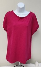 Lauren Ralph Lauren Shirt Women Button Shoulders  Purple Tee Soft - £8.95 GBP