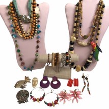 Vintage Lot Boho Tribal Jewelry wood Shell Tropical mod boho statement 1 lb - $37.57