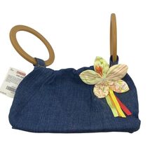 Gymboree Vintage Girls Denim Purse w/ Floral Accent &amp; Round Wood Handles - $352.20 MXN