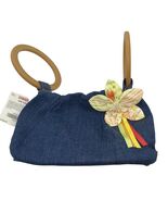 Gymboree Vintage Girls Denim Purse w/ Floral Accent &amp; Round Wood Handles - €16,53 EUR