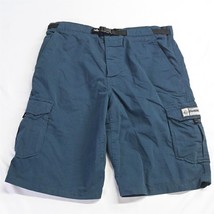 prAna Large x 12&quot; Navy Blue Belted Outdoor Cargo Shorts - £19.57 GBP