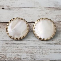 Vintage S.A.C. Clip On Earrings Gold Tone &amp; Pearlescent - £10.29 GBP