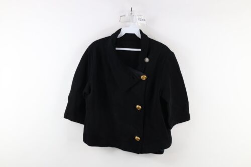 Vtg 50s 60s Streetwear Womens 18 Big Button Asymmetrical Ribbed Blazer J... - $39.55