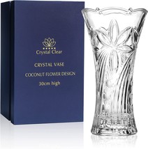 Crystal Clear Crystal Vase, 12 Inches High, For Flowers And Decor,, Clear. - £55.93 GBP