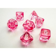 Chessex Manufacturing Translucent: Mini-Polyhedral Pink/white 7-Die Set - £8.53 GBP
