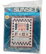 Sunset Counted Cross Stitch Kit Checkerboard Sampler Folk Art Hearts 11&quot;... - $358.07 MXN