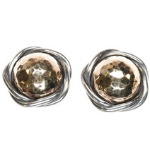 Retired James Avery 14k/sterling hammered dome twisted rim stud earrings - $181.91