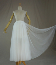 Ivory White Tulle Midi Skirt Women Plus Size Fluffy Tulle Skirt for Wedding