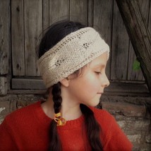Alpaca Wool Headband  - Warm Beige Fair Trade Handknit Headwrap, Made in Chile - £26.22 GBP