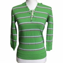 Ralph Lauren Womens Hoodie Top  Size XS Green Stripes Sailor Pullover - £19.31 GBP