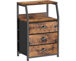 Nightstand with 3 Drawers and 2-Tier Shelf, Fabric, Sturdy Steel Frame, ... - $80.23