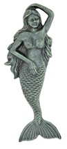 Nautical Cast Iron Mermaid Wall Art Wall decor Verdigris Mermaid 12&quot; Tall - £12.41 GBP