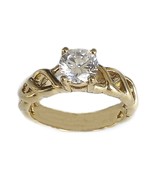 14 k yellow gold Celtic engagement ring, Celtic ring white sapphire - €447,24 EUR+