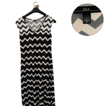 R&amp;K Originals Women’s Dress Size L Black White Chevron Maxi Sleeveless V... - $457.39 MXN