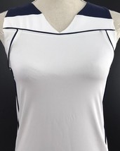 Russell Athletic Women&#39;s Racerback White Blue Trim Tank Top Size XS Dri ... - $9.74