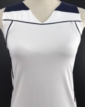 Russell Athletic Women&#39;s Racerback White Blue Trim Tank Top Size XS Dri ... - £10.40 GBP