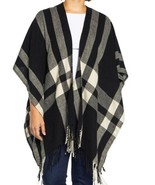 Three Dots ~ Cashmere Blend Wrap ~ Fringe ~ One Size ~ BLACK ERIN PLAID - $70.16 CAD