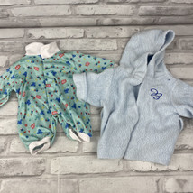 Build A Bear Teddy Bear Sleeper Pajamas Blue Terry Cloth Robe No Belt - £15.96 GBP