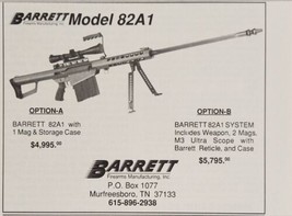 1989 Print Ad Barrett Model 82A1 Rifle with Scope Murfreesboro,Tennessee - $15.79