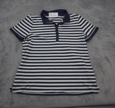Covington Shirt Women L Blue White Stripes Polo Short Sleeve Collared Sports Top - £17.89 GBP
